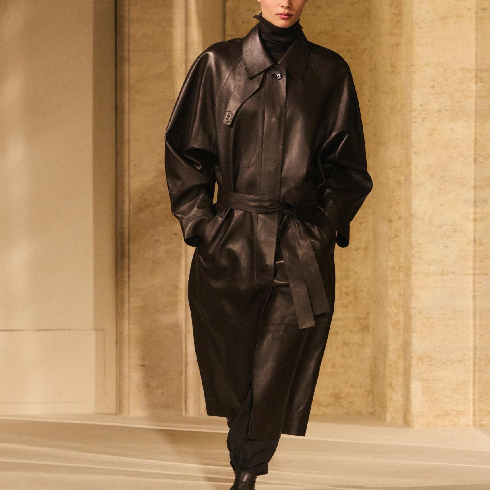 Long Nappa Leather Trench Coat With Belt - Limited Edition