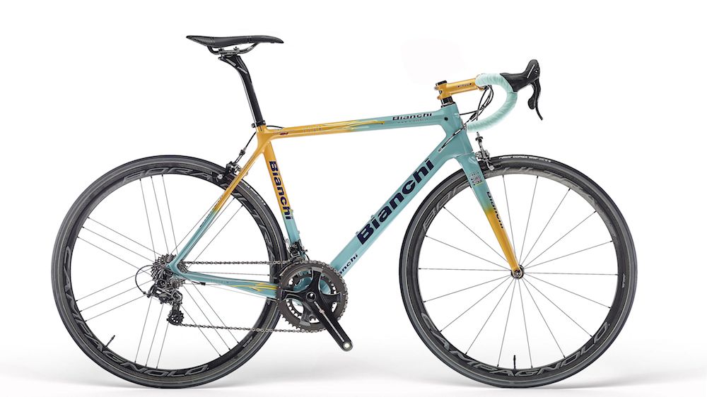 Sneak peak at the custom designed Bianchi Specialissima in honour