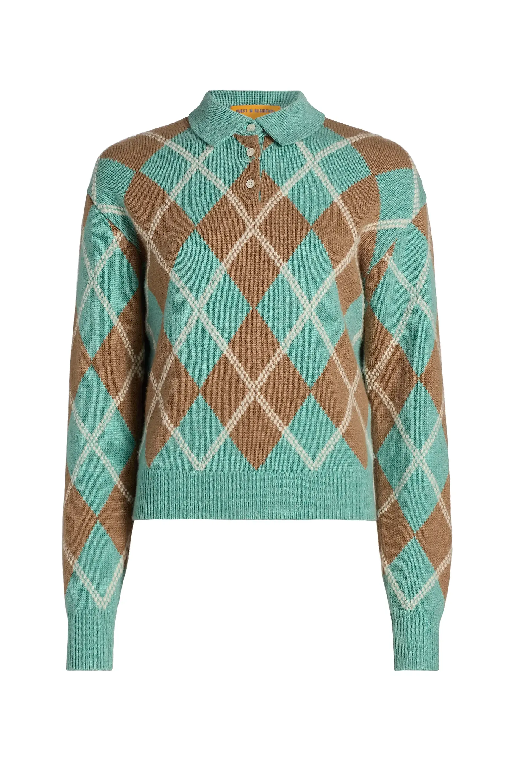 Collegiate Argyle Wool-Blend Polo Sweater