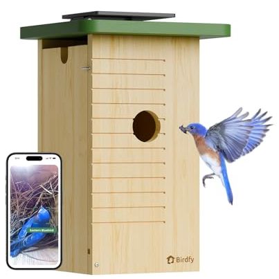 Birdfy Smart Bird House With Camera Solar Powered, 1080hd Live Video &amp;amp; Night Vision for 24/7 Nesting Recording, Auto Detect &amp;amp; Notify, Ideal Nature Gift for Bird Lovers, Ai Identify Lifetime Free