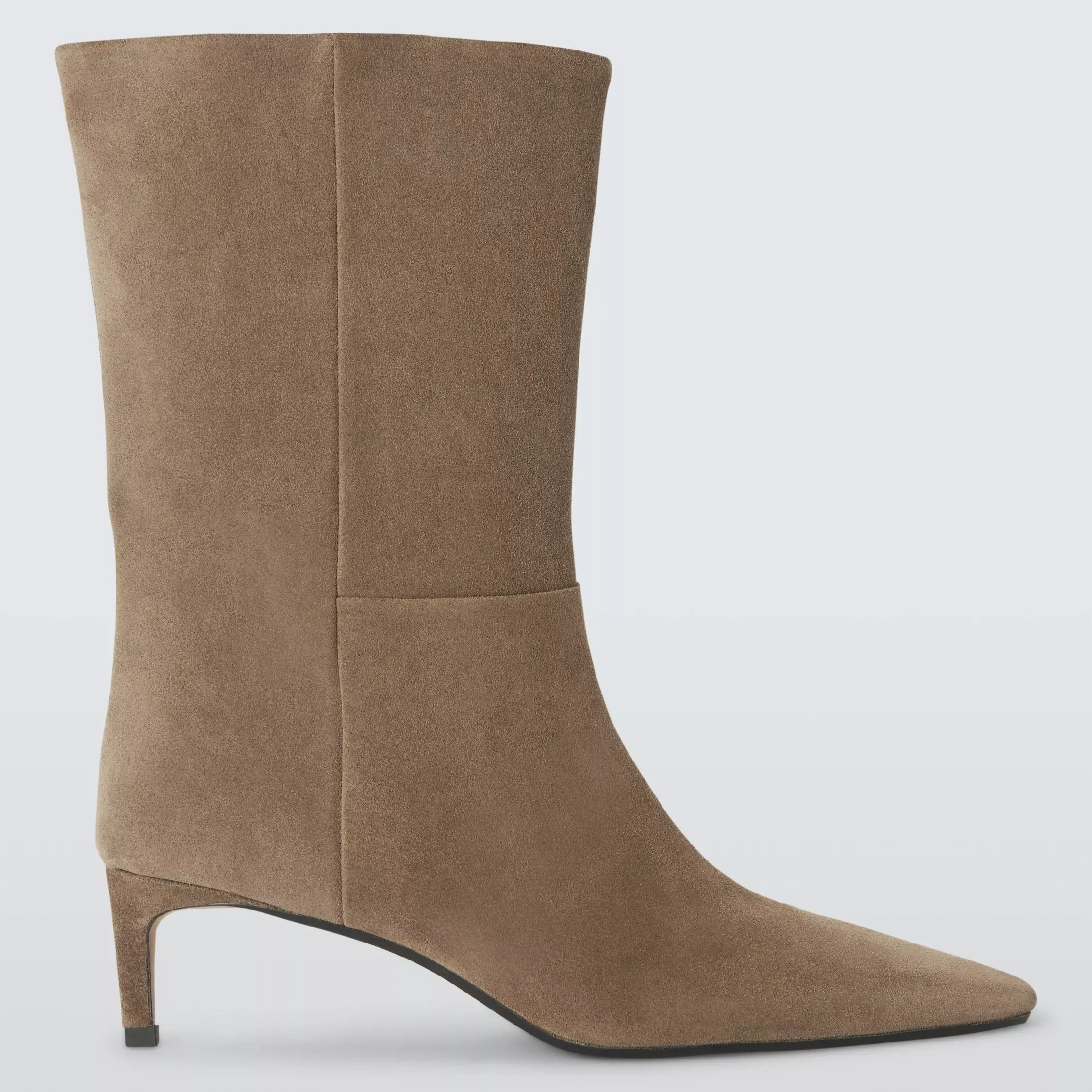 John Lewis Ottilie Suede Chisel Toe Dressy Calf Boots, Taupe