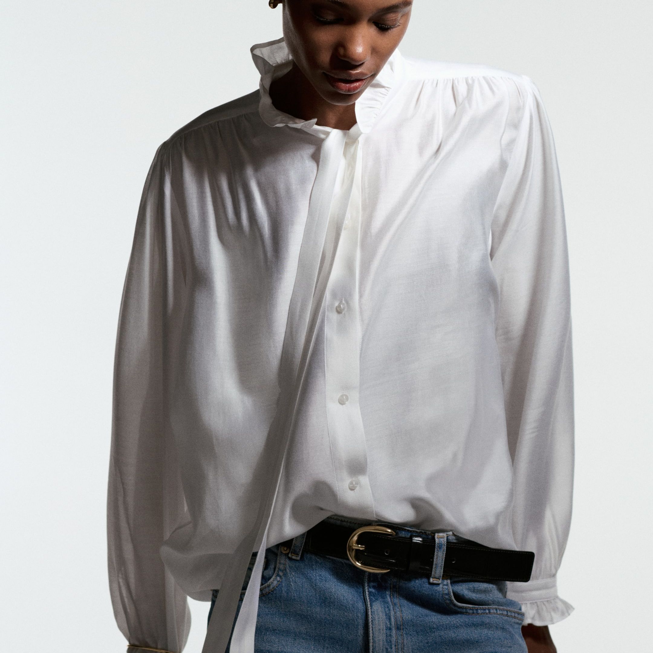 Bow-Collar Blouse - White