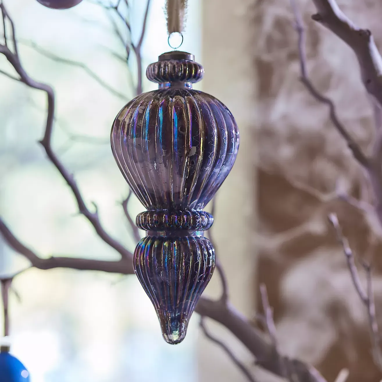Blue Glass Giant Finial Ornament