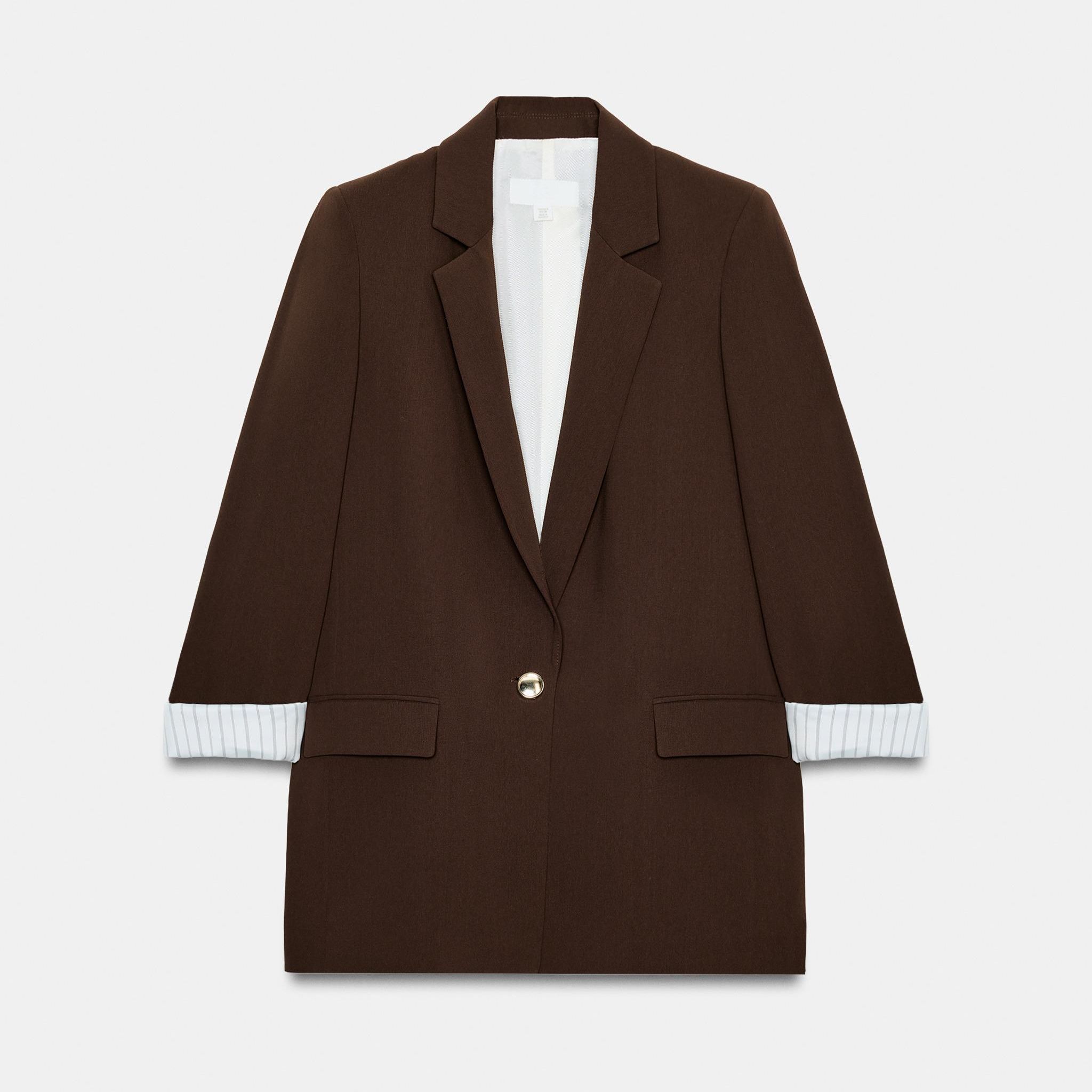Blazer With Rolled-Up Printed Cuffs