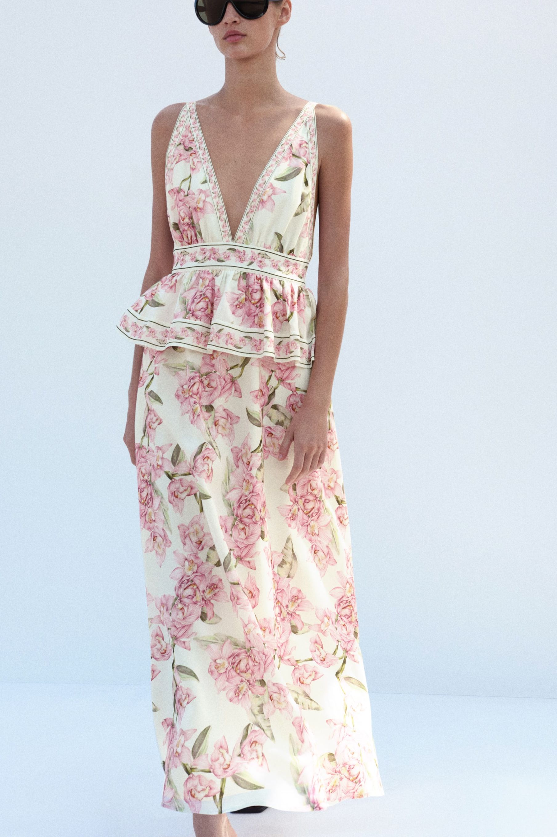 Linen-Blend Peplum Dress