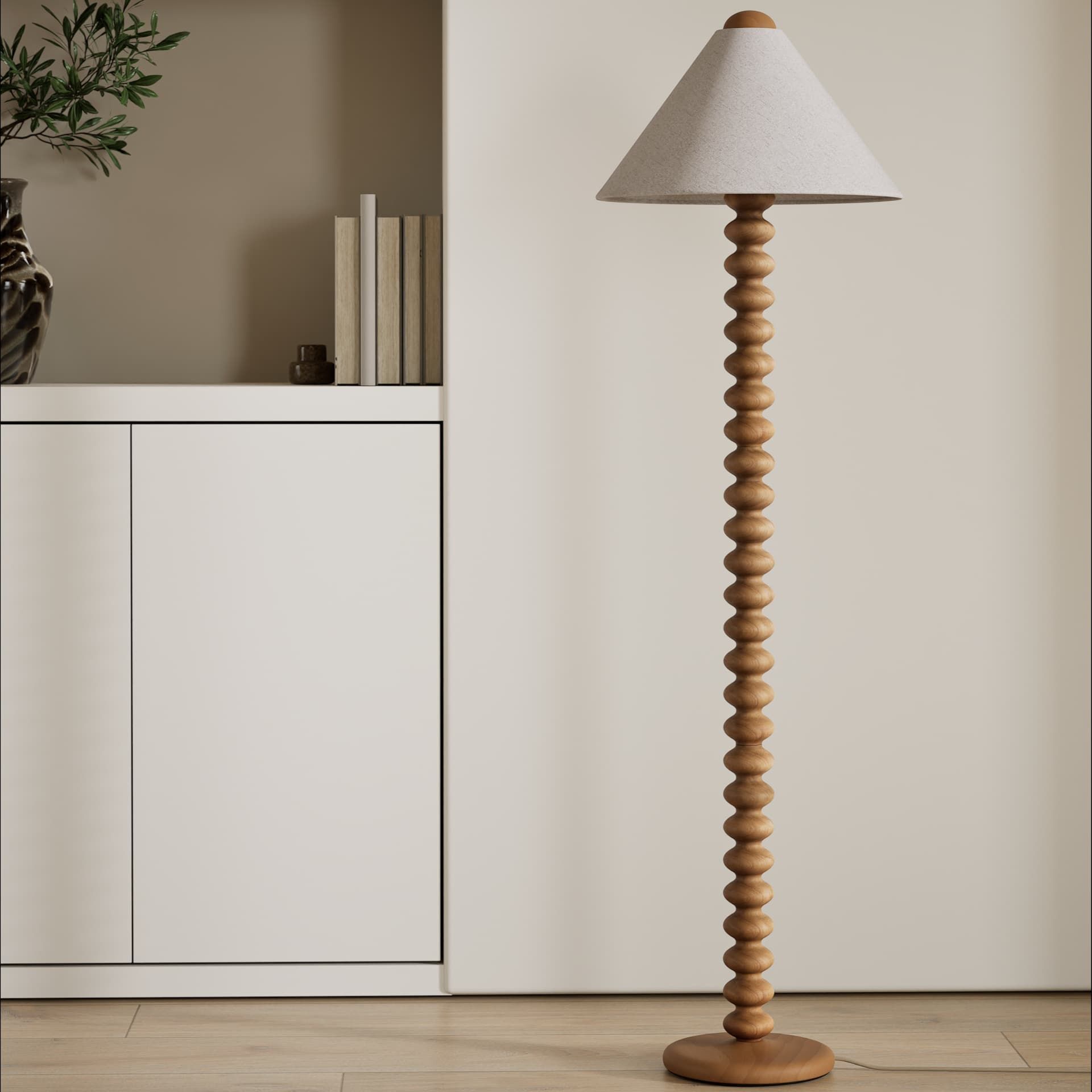 Evelyn Wooden Bobbin Floor Lamp