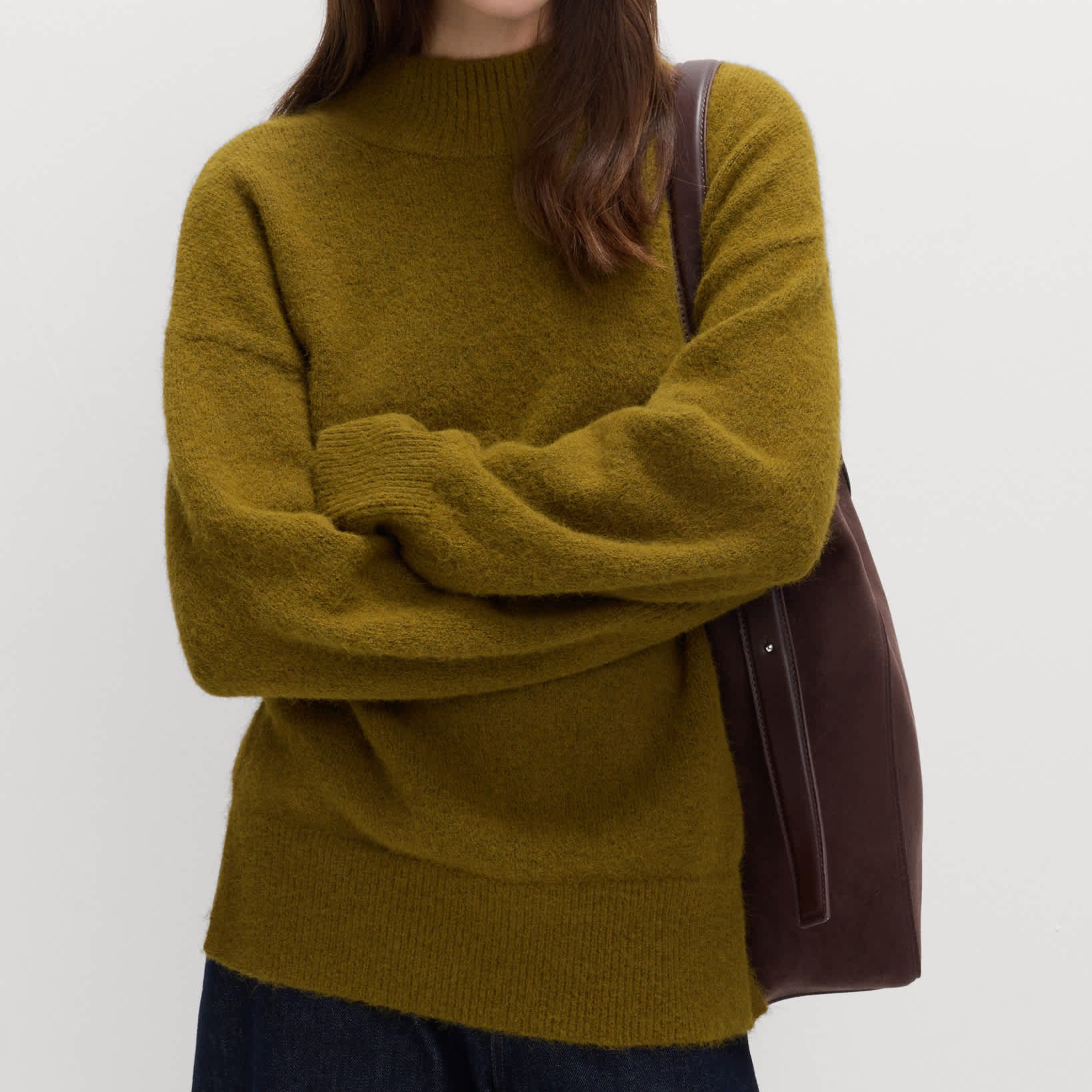 Funnel Neck Relaxed Jumper With Wool
