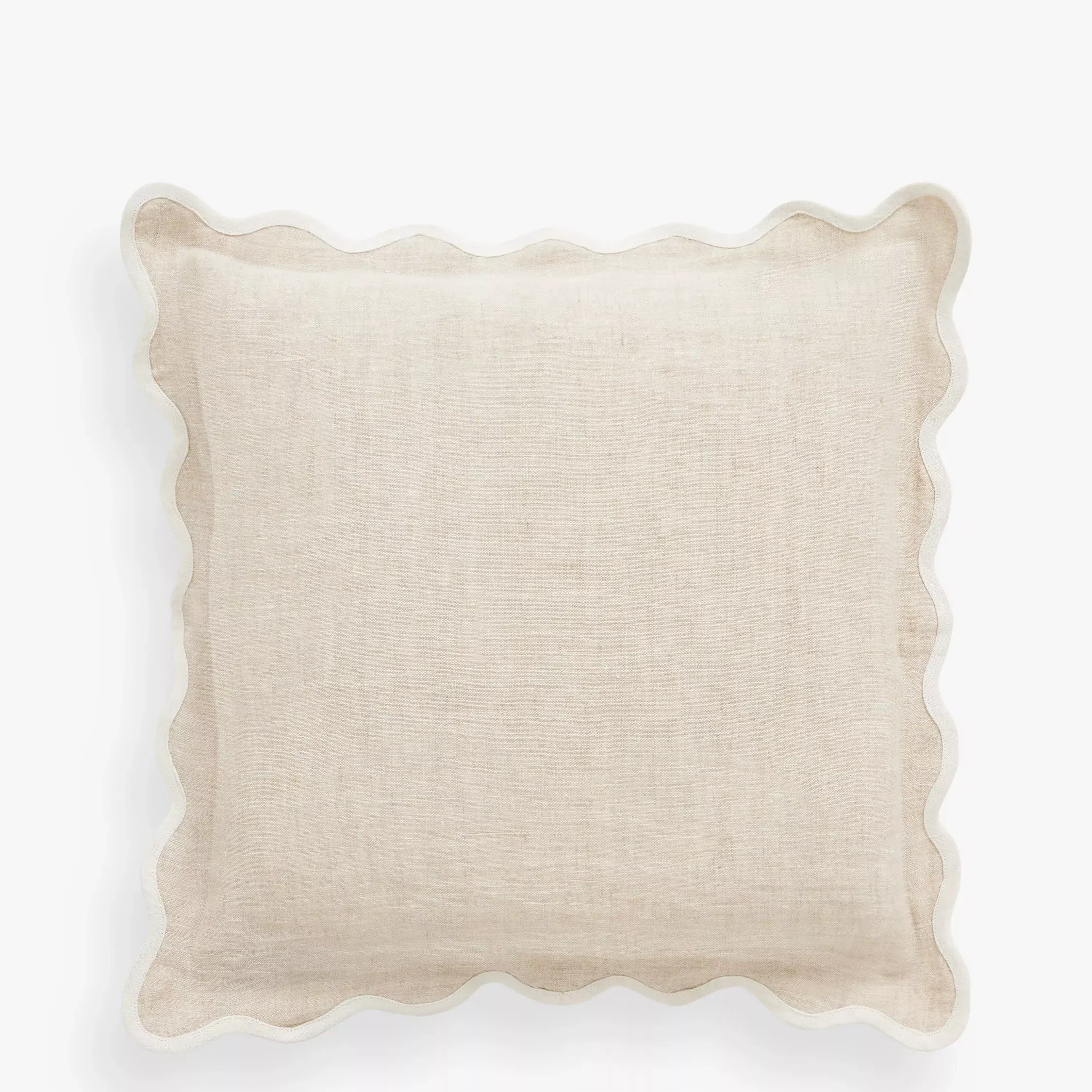 John Lewis Scalloped Linen Cushion, Blue