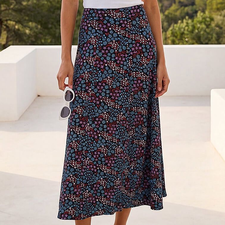 Ditsy Floral Print Midi Skirt