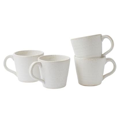 Melet&amp;#274; Stoneware Mug Set of 4-14oz Ceramic Coffee Mugs &amp;amp; Tea Cups With Handle - Perfect for Hot &amp;amp; Iced Drinks - Microwave &amp;amp; Dishwasher Safe - Rustic Minimalist Style - Oatmeal Cream - Ideal Gift