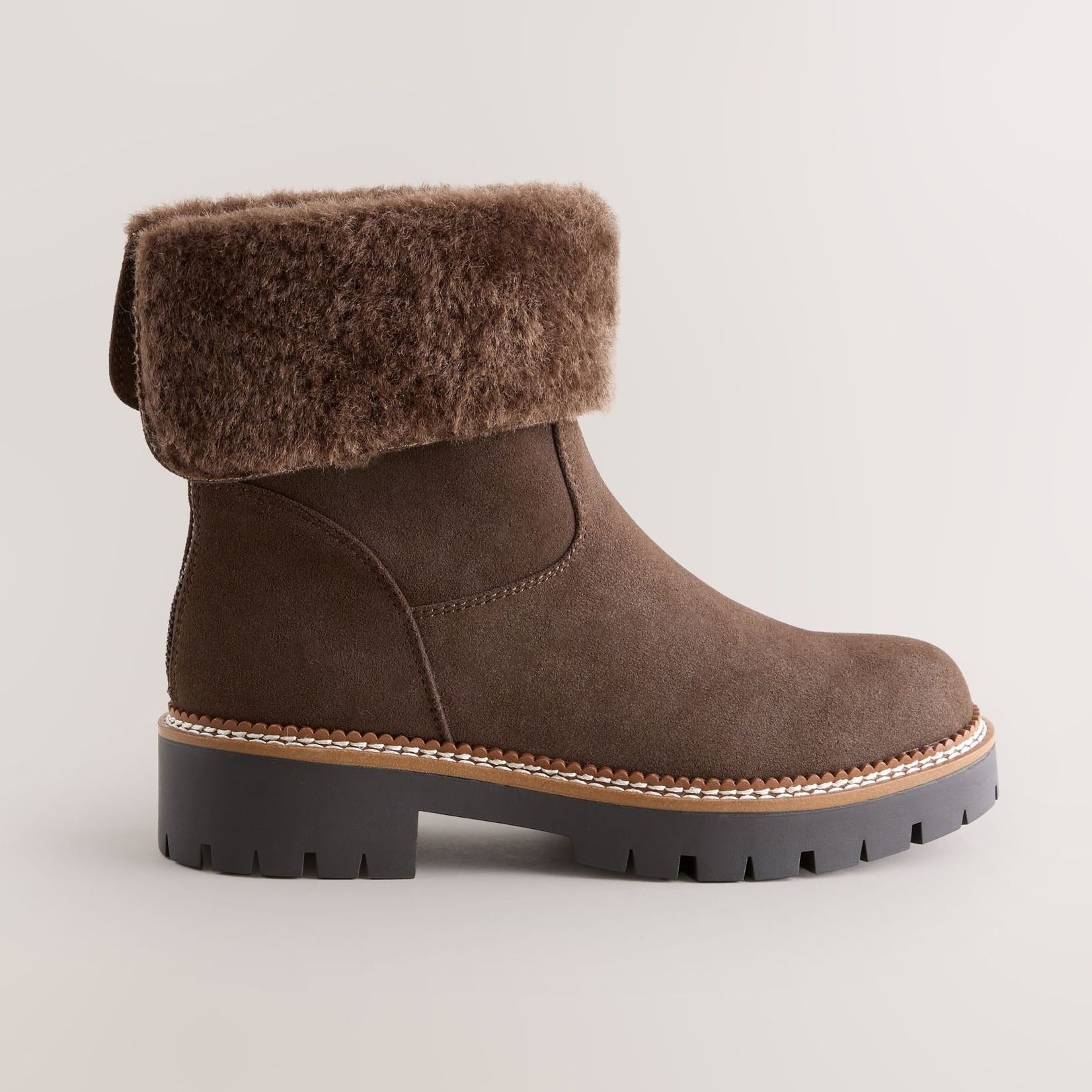 Chocolate Brown Forever Comfort&amp;reg; Faux Fur Cuff Ankle Boots