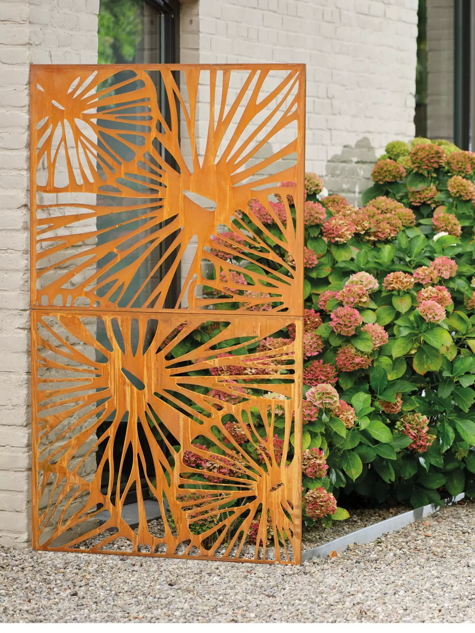 Kaemingk Large Decorative Floral Stake Screen, Rust
