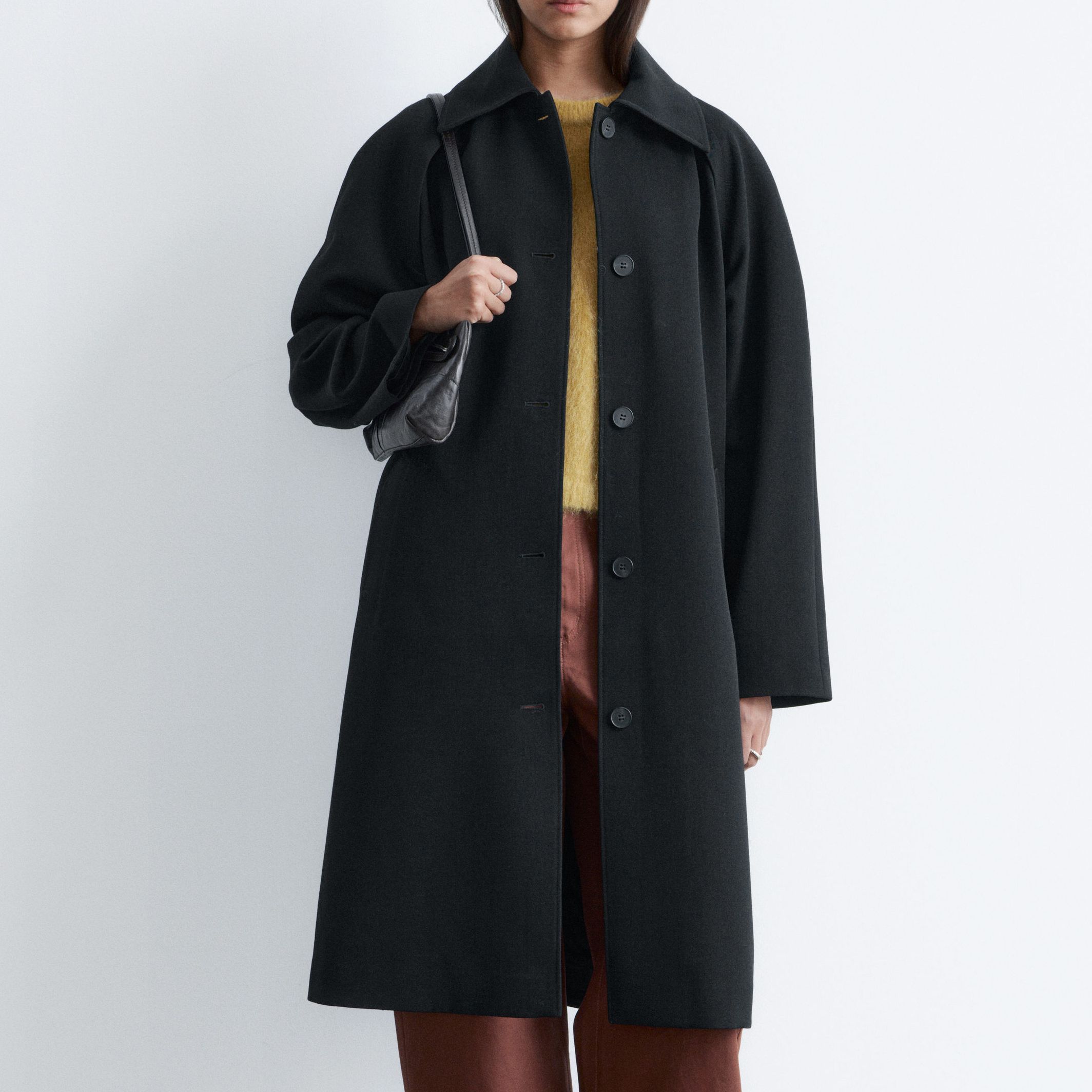 Tie-Belt Wool Trench Coat