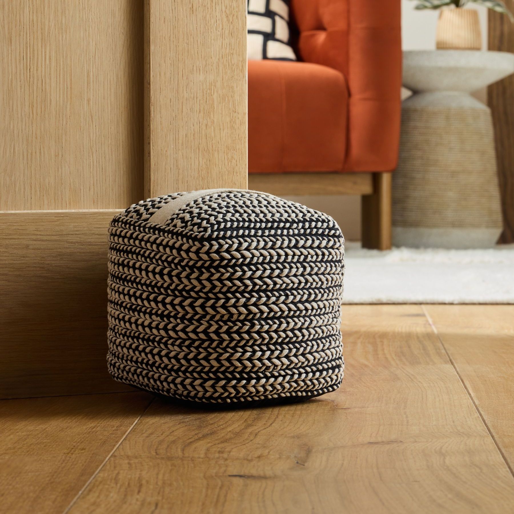 Monochrome Two Tone Plait Textured Doorstop - Size One
