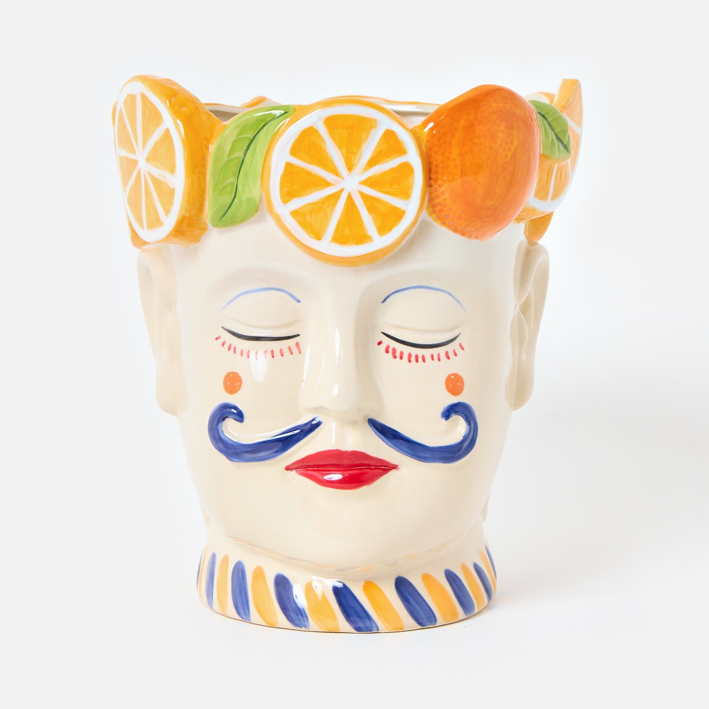 Luca Face Fruit Ceramic Plant Pot | Oliver Bonas