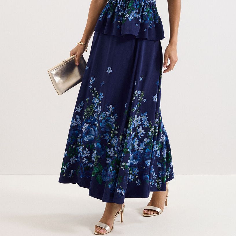 Maeve Navy Floral Print Skirt