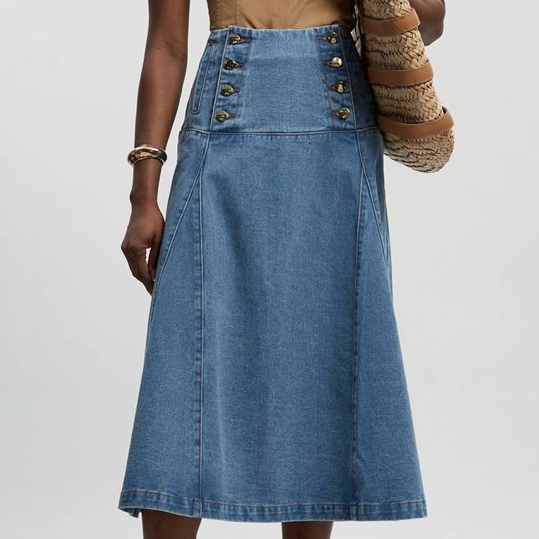 Karen Millen Denim Button Front Skirt