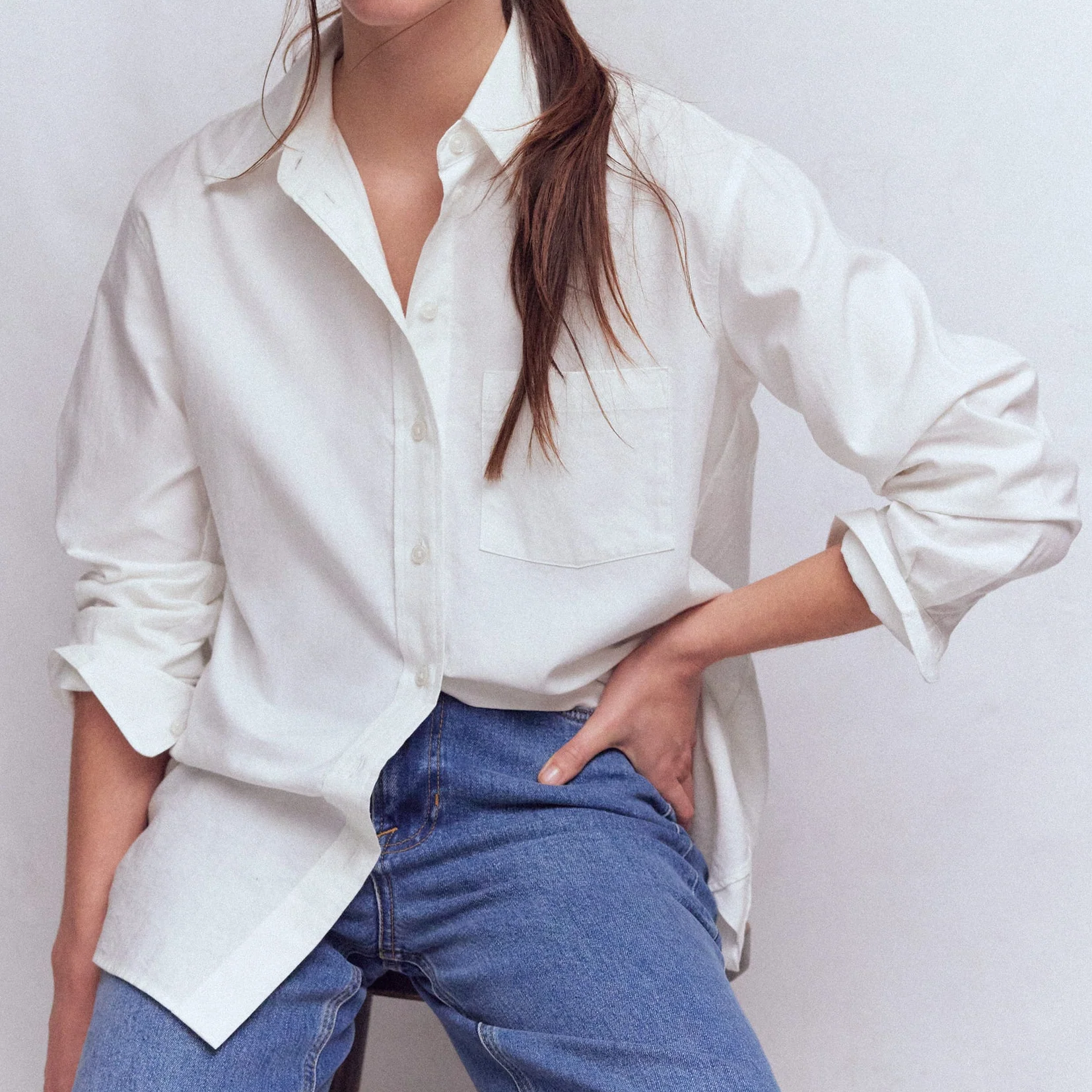 Boden white button up shirt