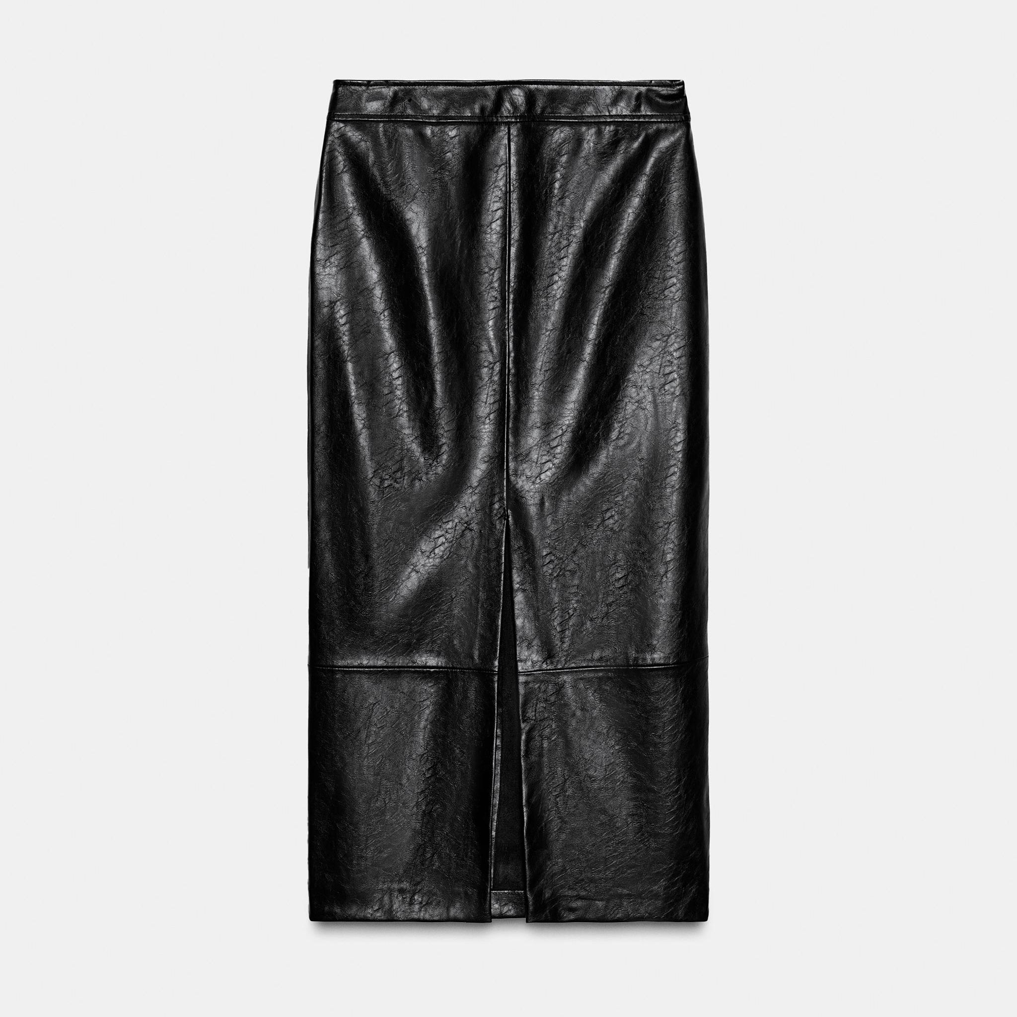Faux Leather Midi Skirt