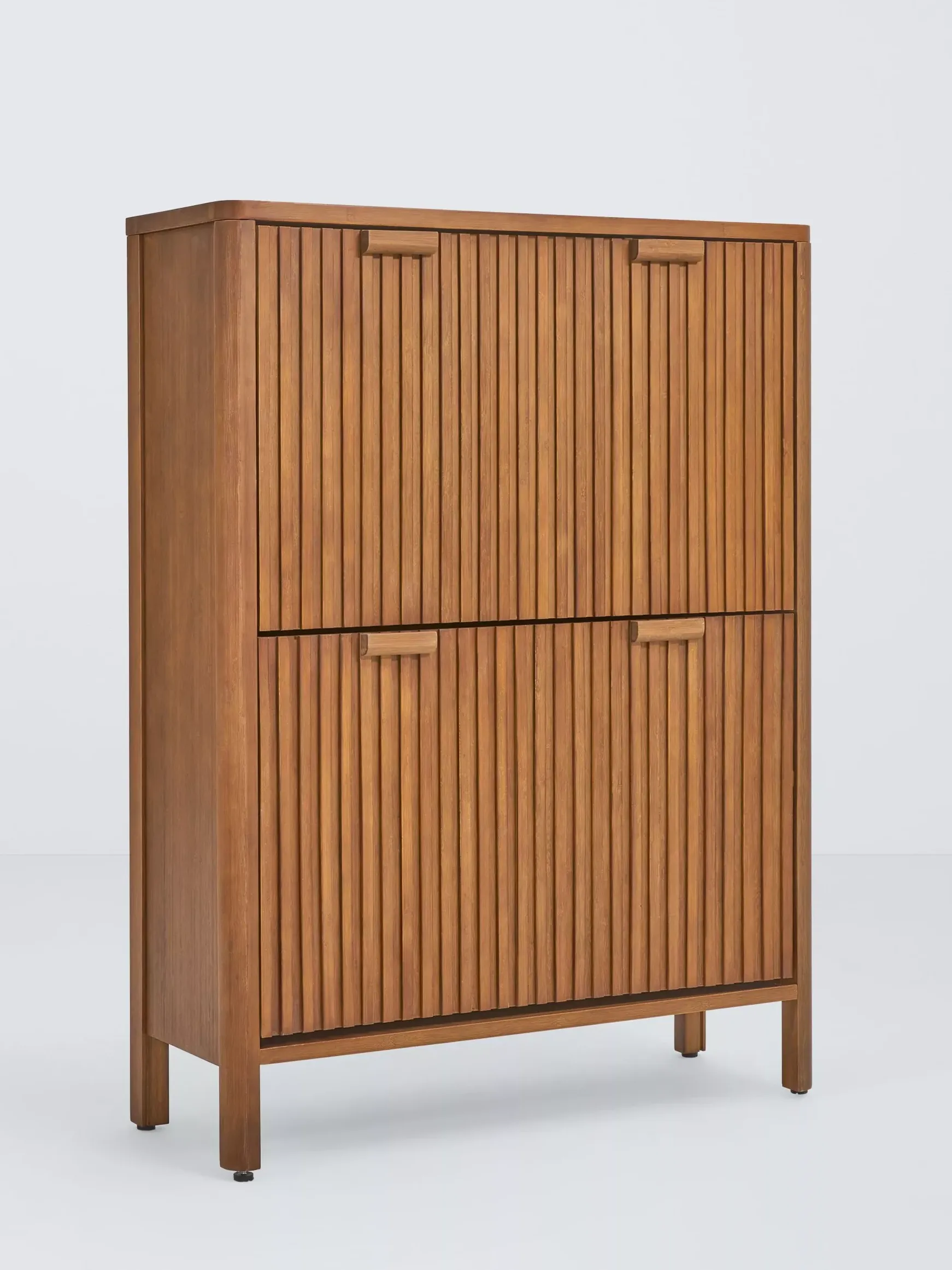 John Lewis Slatted Bamboo Shoe Cabinet, 2 Tier, Dark Bamboo