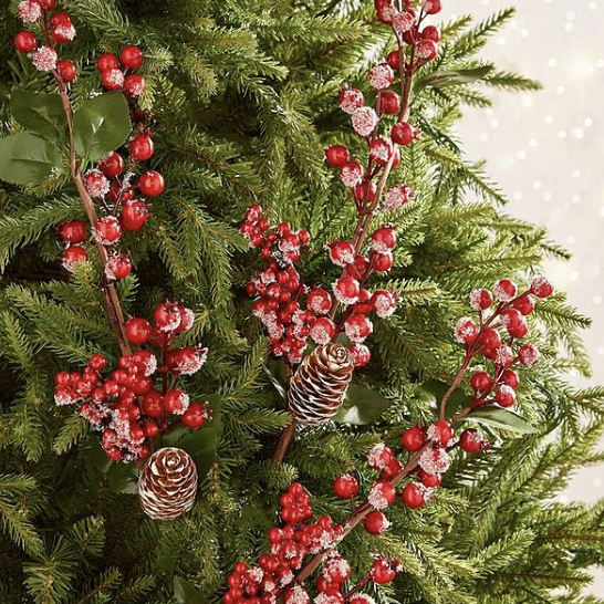 Very&#039;s red berry christmas decorations with pinecones