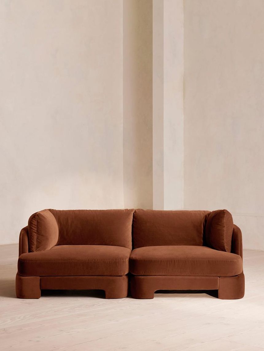 Odell Modular Sofa, Three Seater, Velvet, Cinnamon, Uk