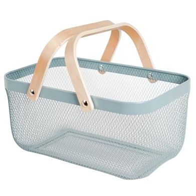 Sanhsehome Metal Mesh Steel Harvest Basket, Rectangle Wire Garden Basket With Handle &amp;ndash; Multi-Functional Storage Organizer for Gathering Vegetables, Fruits, Kitchen, Garden, Picnic &amp;amp; Cabinet (blue)