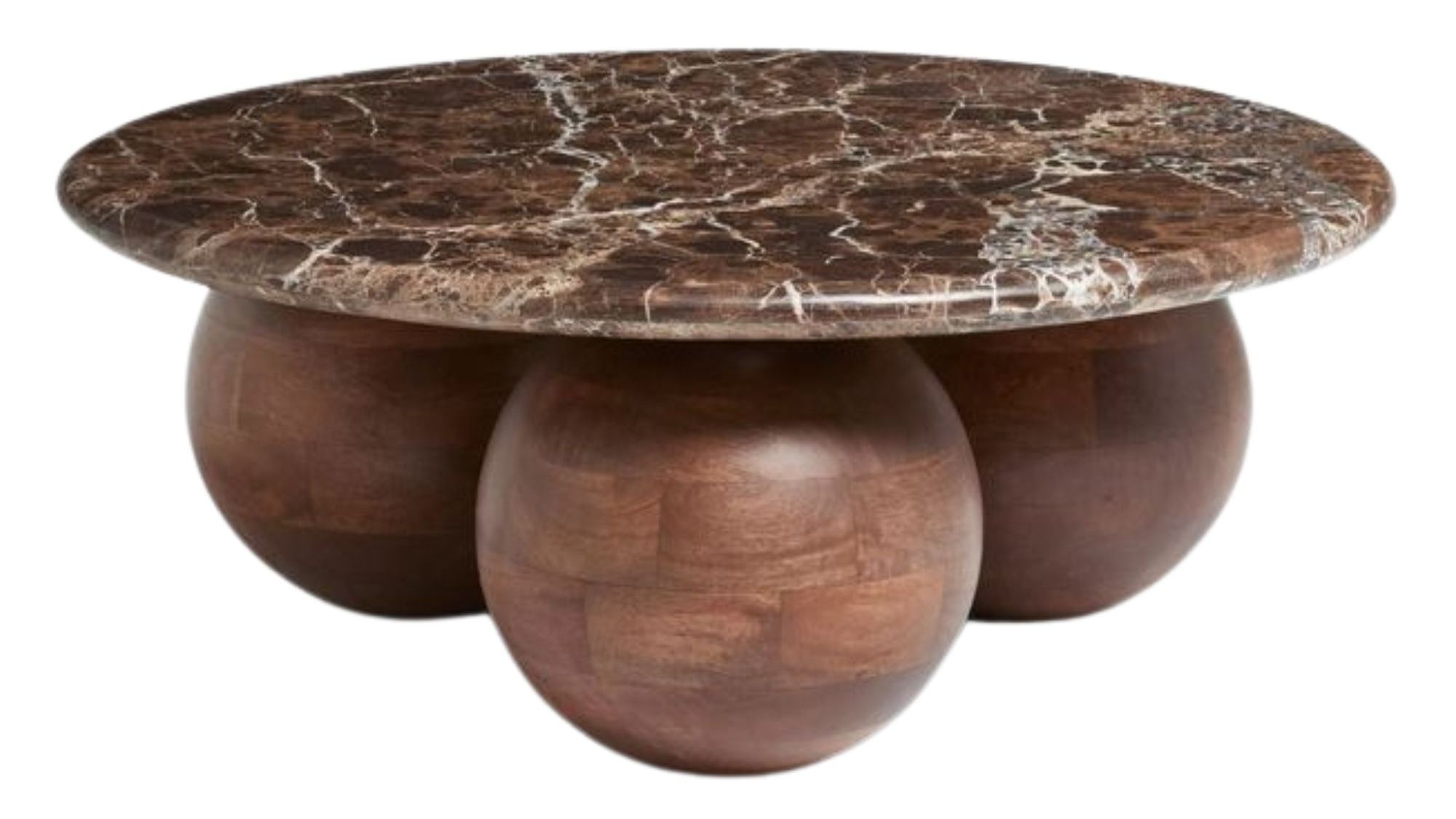 Next, Dark N. Premium Orb Marble Wood Round Coffee Table