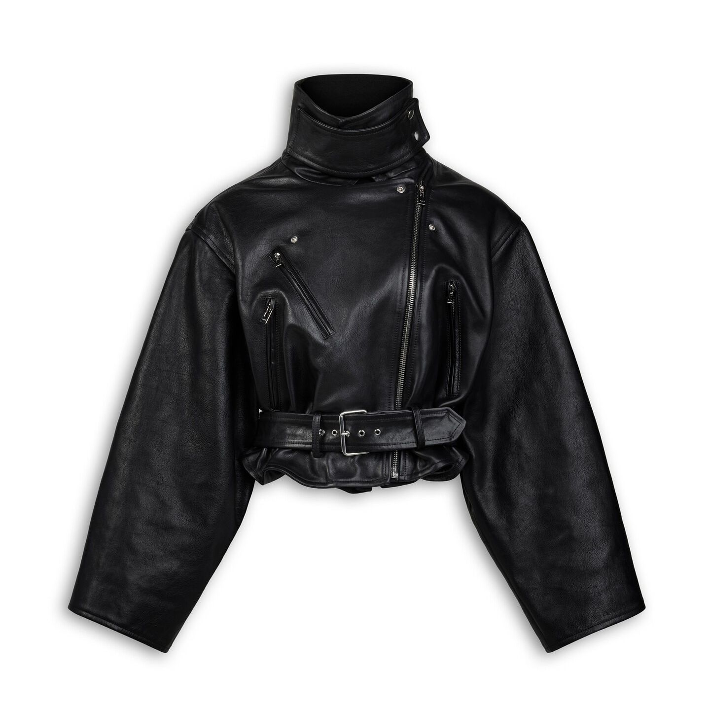 Layered Leather Biker Jacket