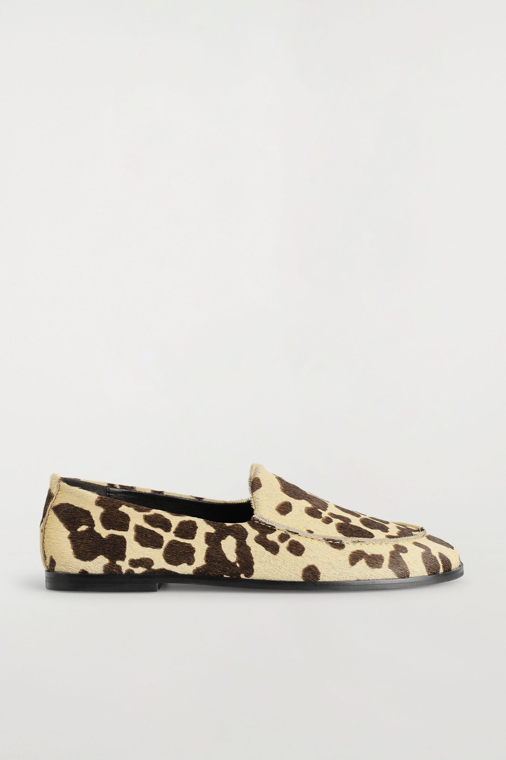 Animal-Print Pony Hair Effect Leather Loafers