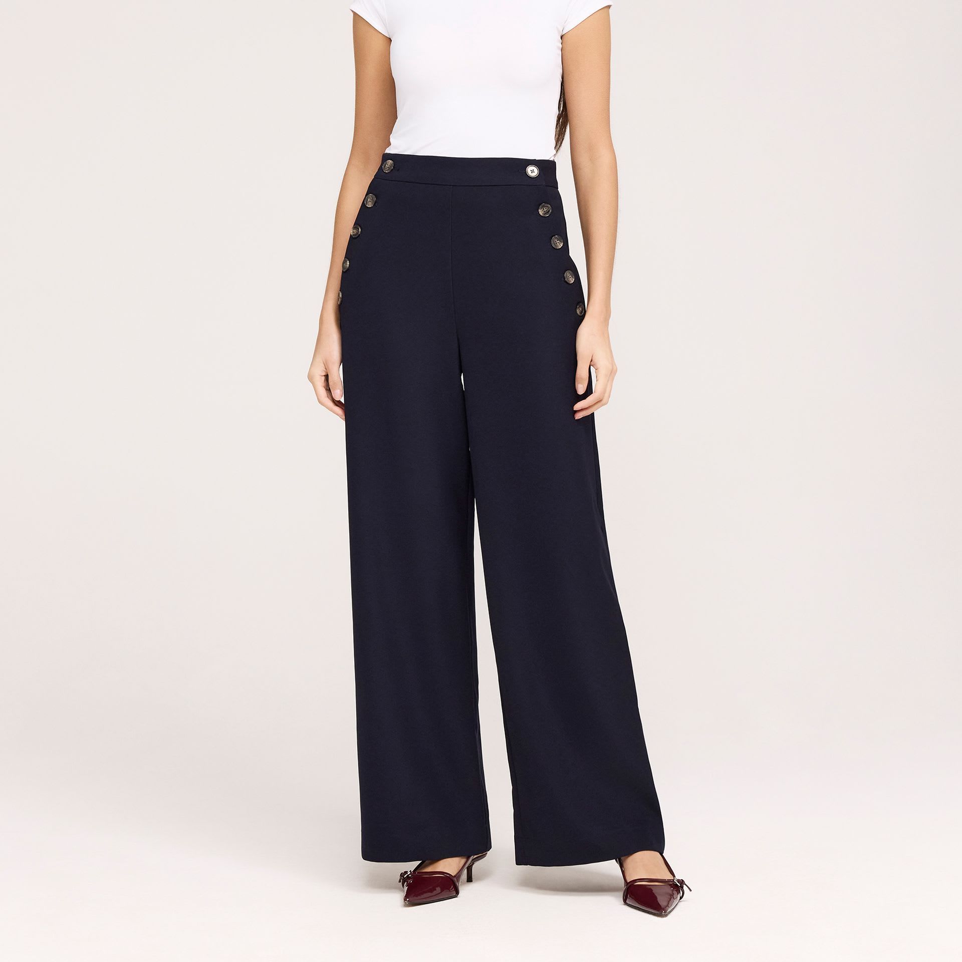 Twill Wide Leg Trousers