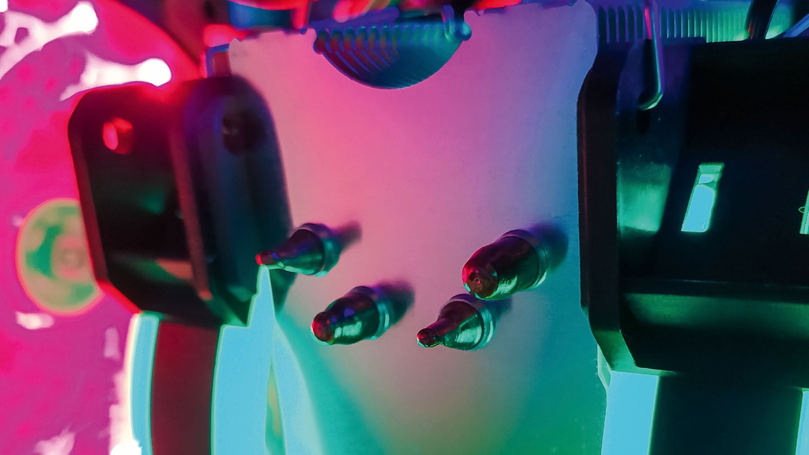 Modern computer air cooling with multi-colored led backlight-fans, cooling radiators, cables, boards, close-up