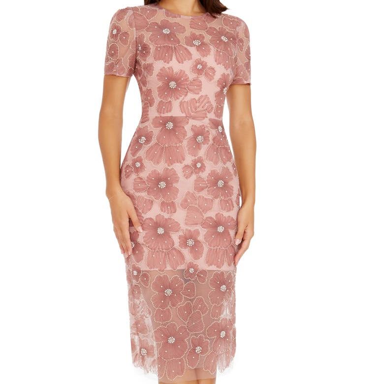 Lia Bead &amp;amp; Flower Appliqu&amp;eacute; Sheath Dress