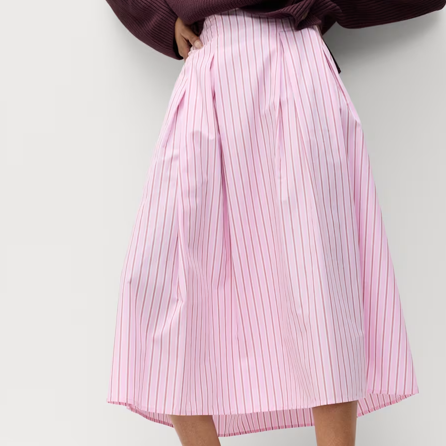 M&amp;amp;S, Pure Cotton Striped Midi Skirt