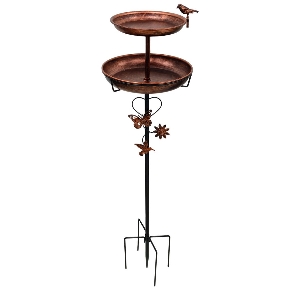 Canora Grey 3-In-1 Vintage Iron Garden Bird Bath Bowl With Bird Feeder, Large Water Basin, 5 Prong Stakes &amp;amp; Reviews | Wayfair