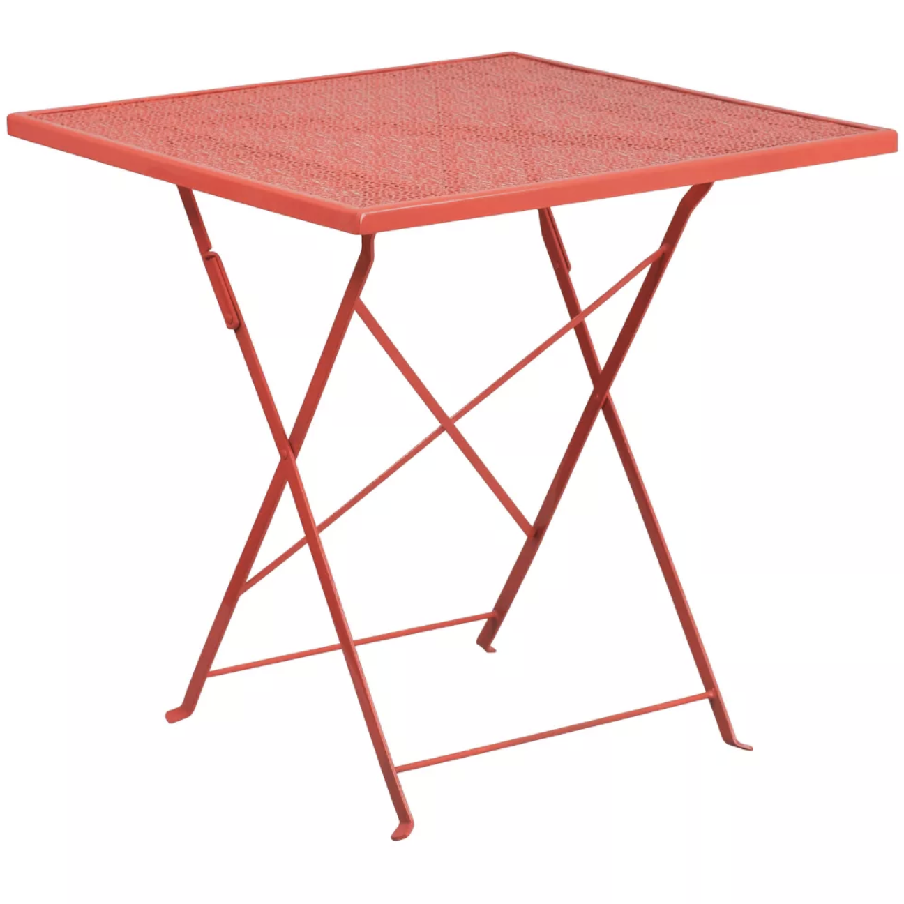 Emma and Oliver Commercial Grade 28" Square Black Indoor-Outdoor Steel Folding Patio Table