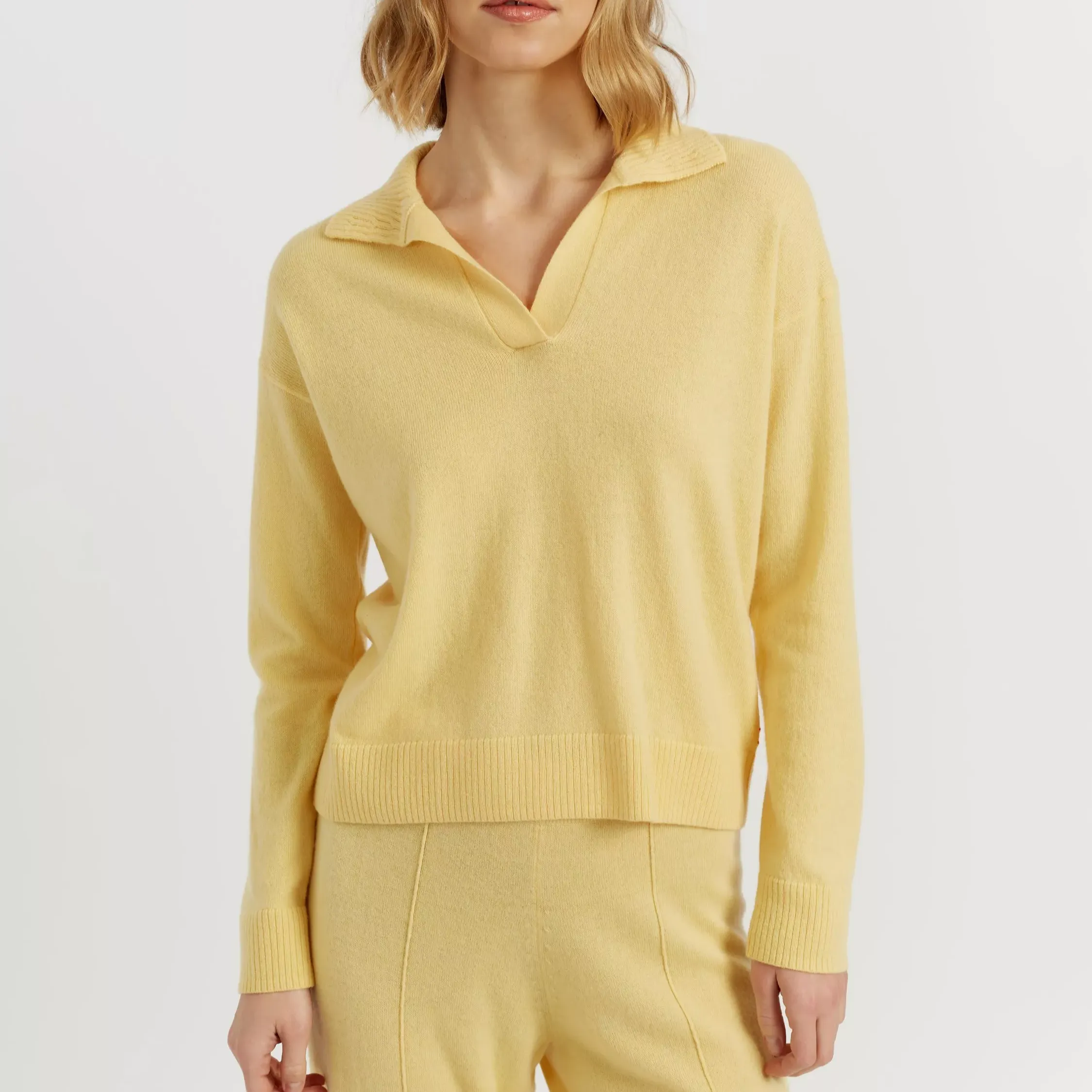 Chinti &amp;amp; Parker Collared Wool Rich Jumper, Soft Yellow