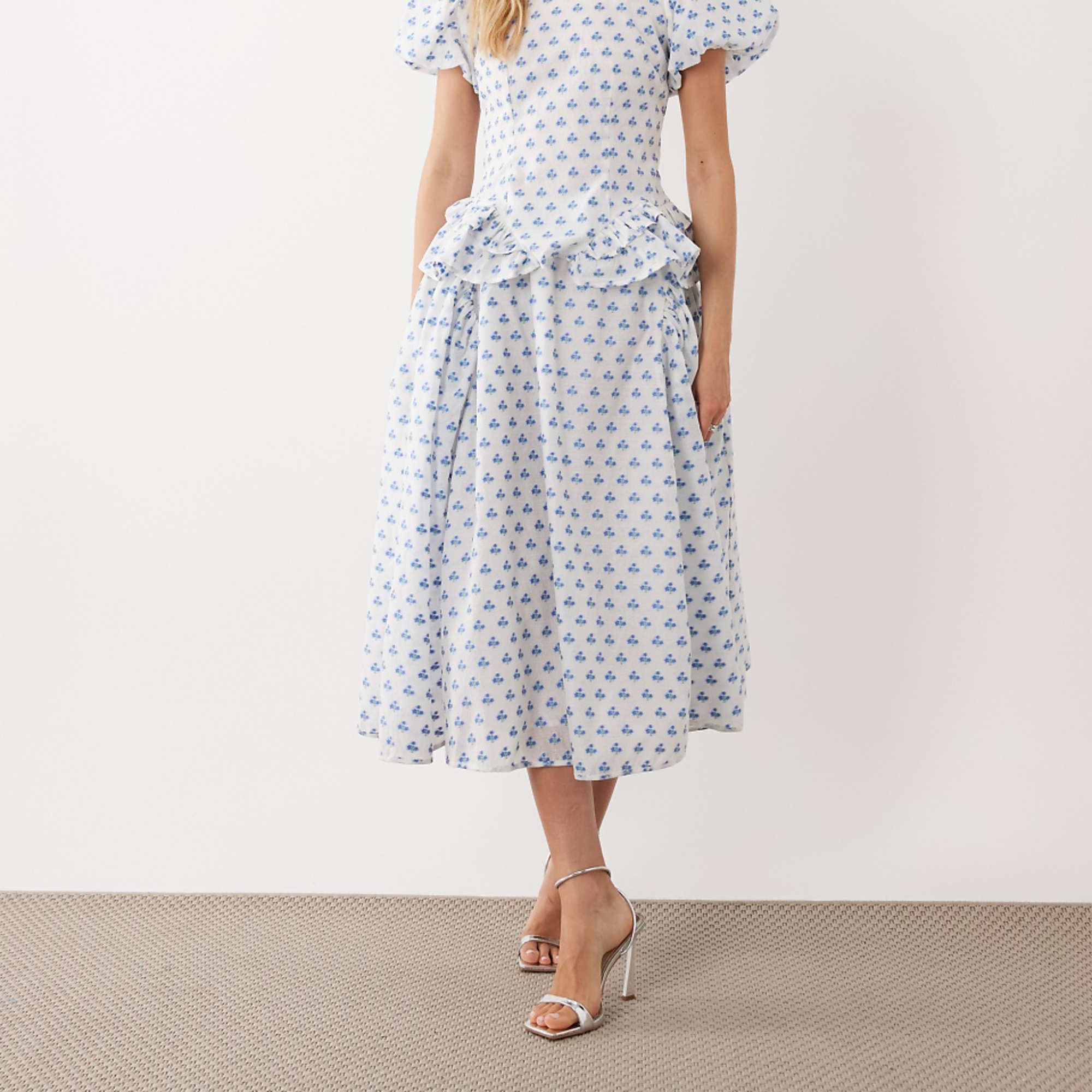 Dream Sister Jane Sea Salt Jacquard Mid Rise Skirt With Pockets Co-Ord in White Polka Dot