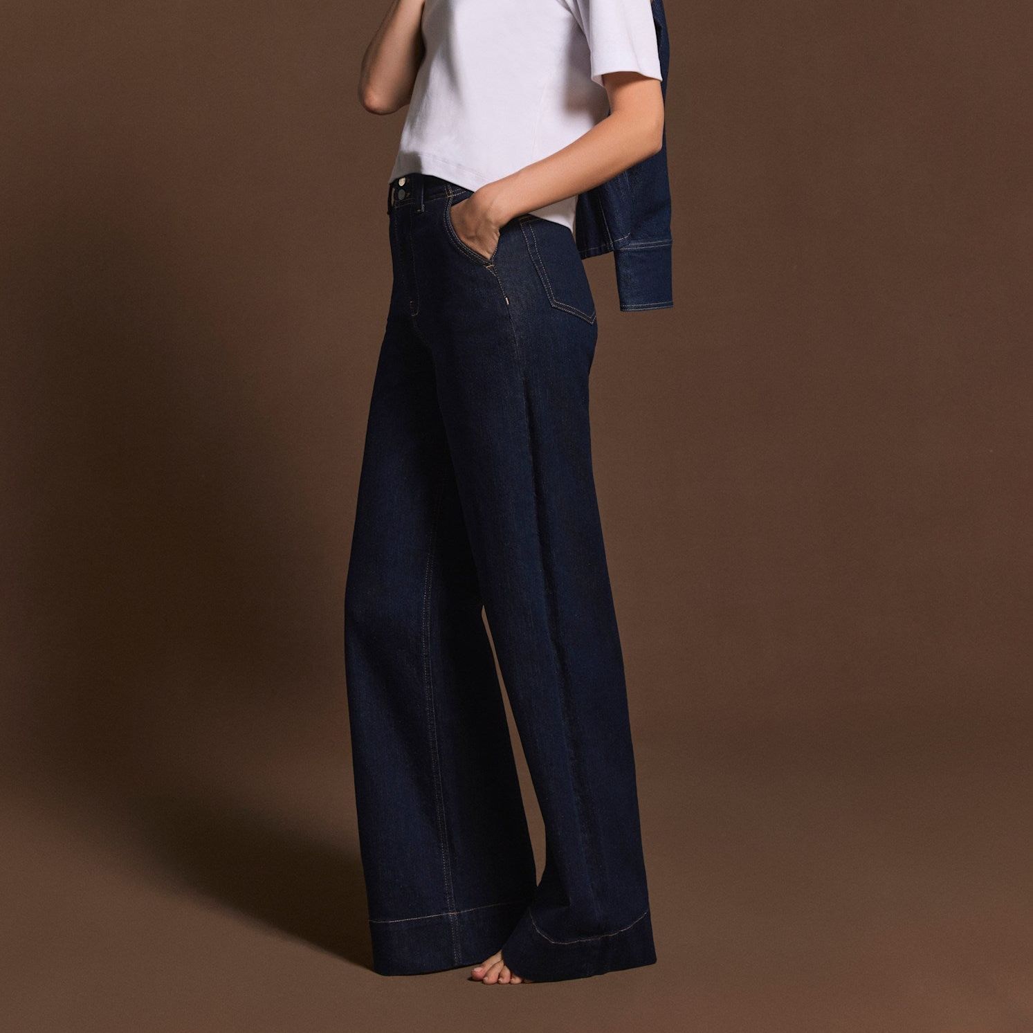 Dark Indigo Tailored Wide Jeans