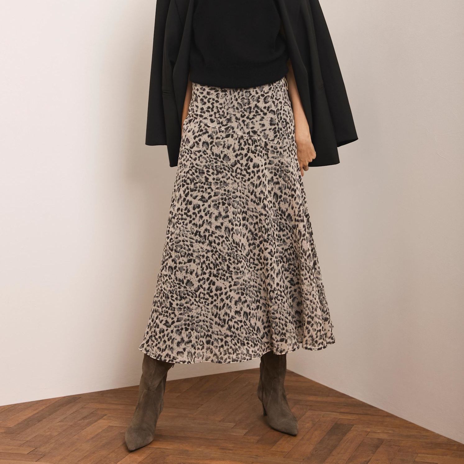 Leopard Print Midi Skirt