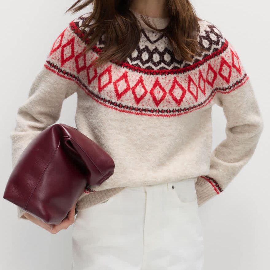 Boucle Fair Isle Relaxed Jumper With Wool