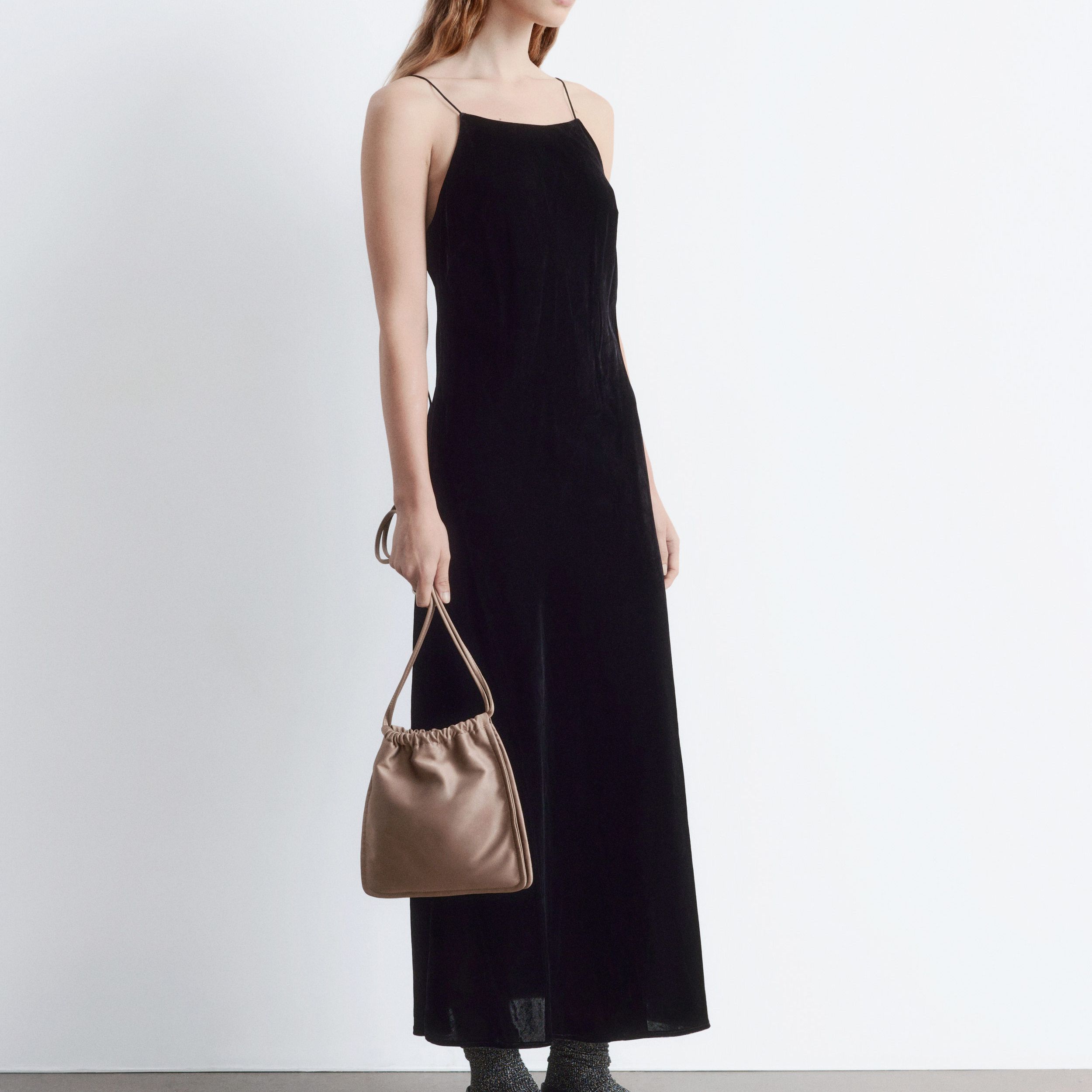 Strappy Velvet Midi Dress