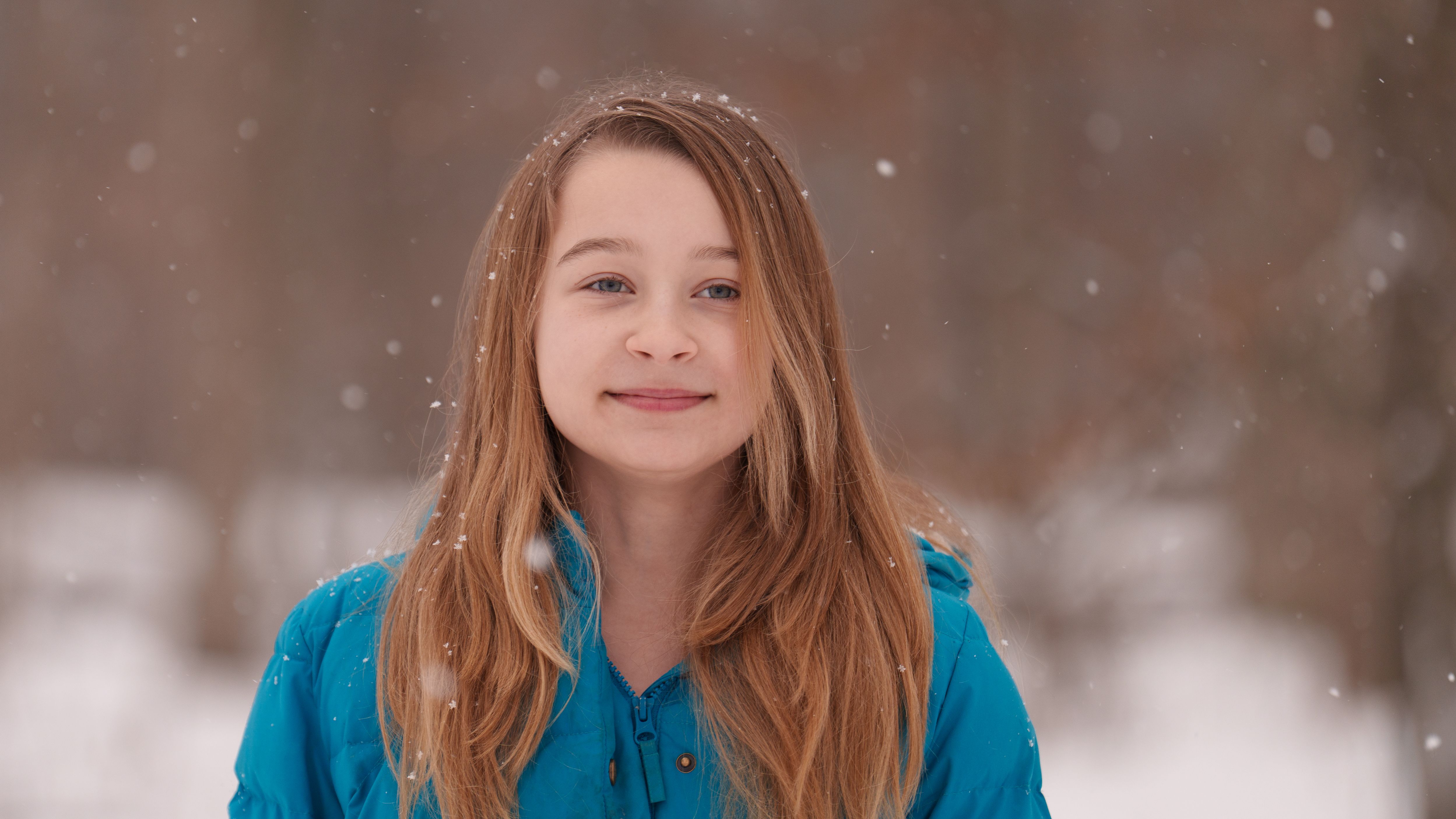 A portrait taken in the falling snow
