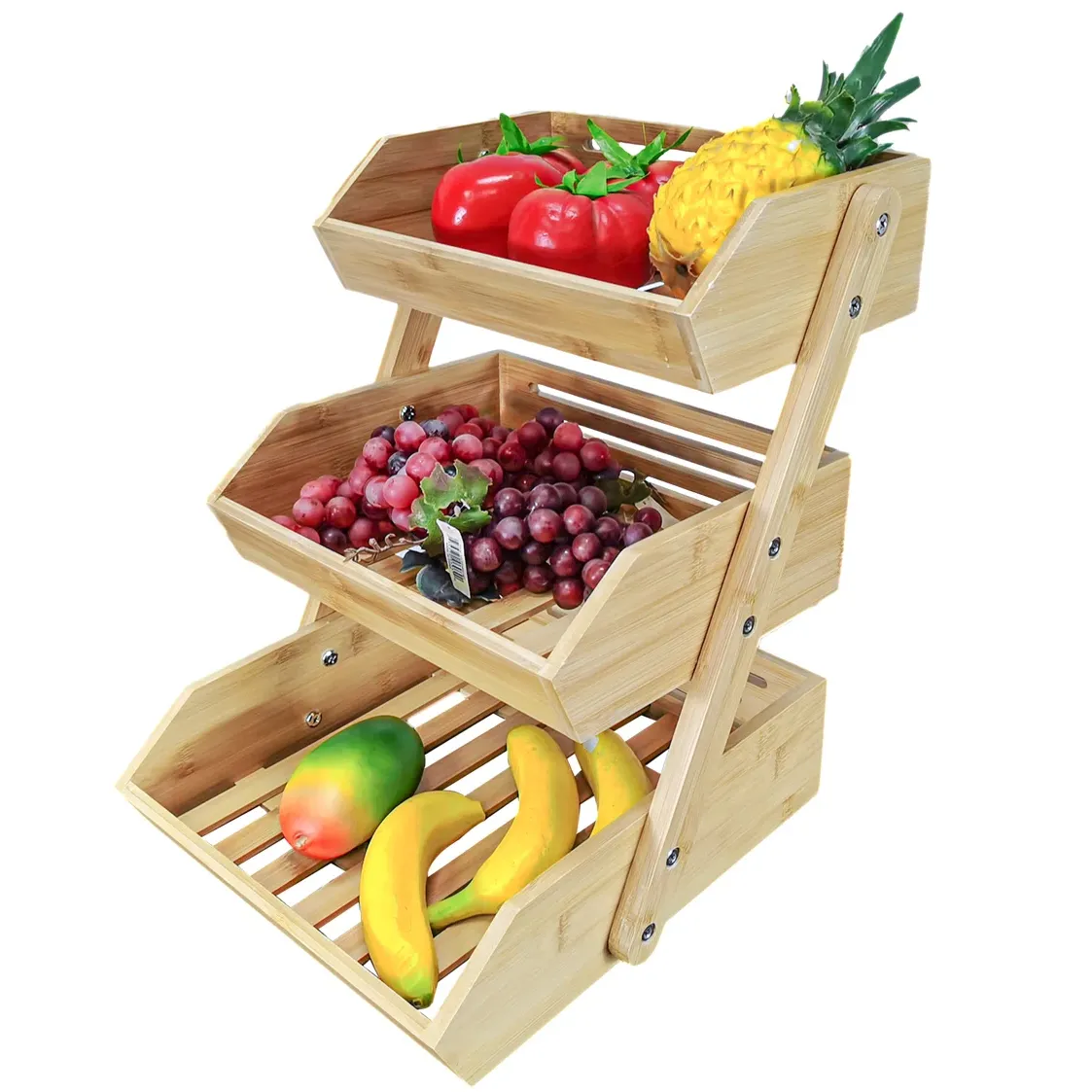 Wayfair, Fixturedisplays Bamboo Fruit Basket, 3 Tier Fruit Holder for Kitchen Countertop, Fruit Organizer for Kitchen Counter &amp;amp; Reviews | Wayfair