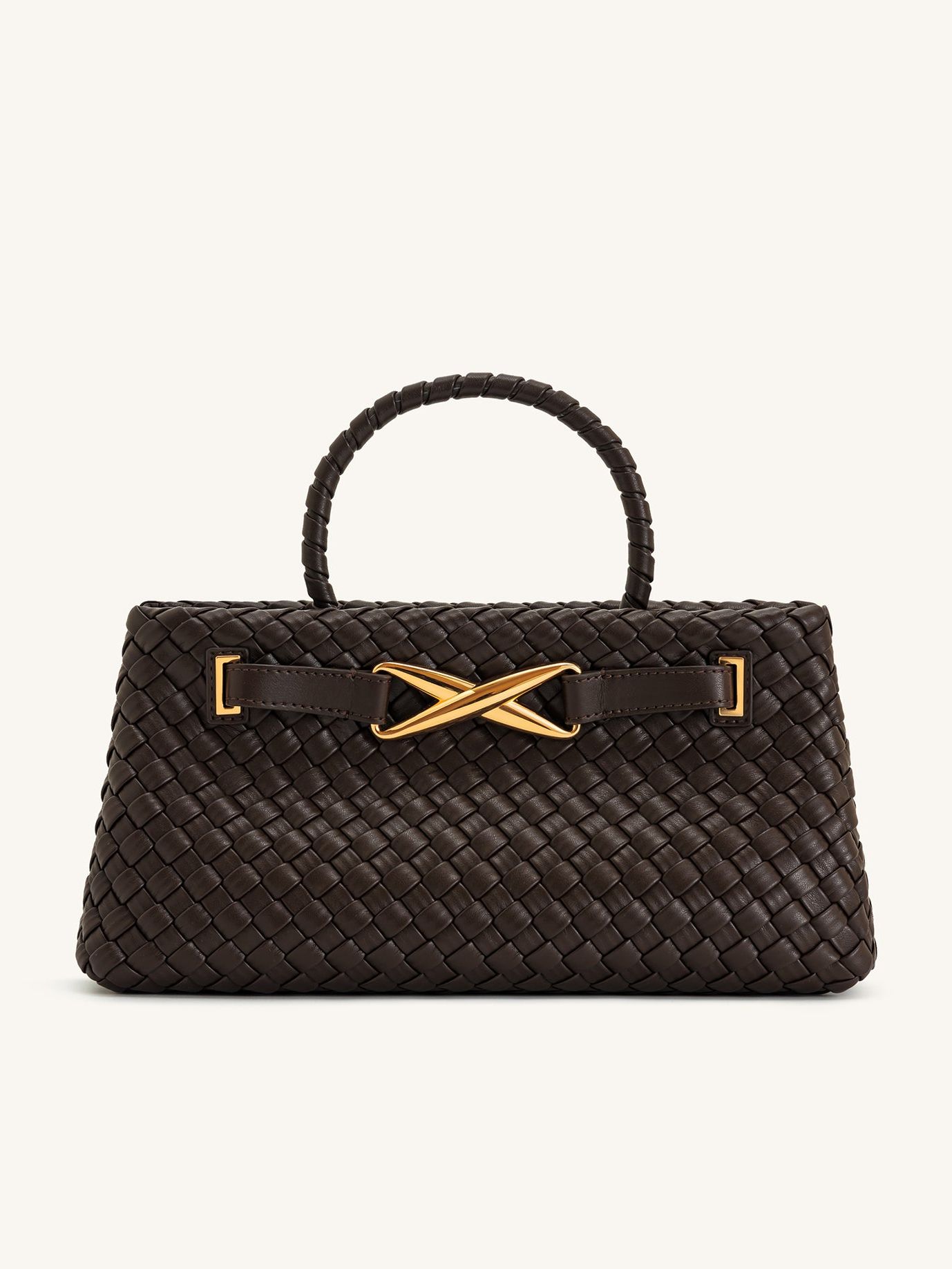 Elora Woven Tote Bag - Dark Brown