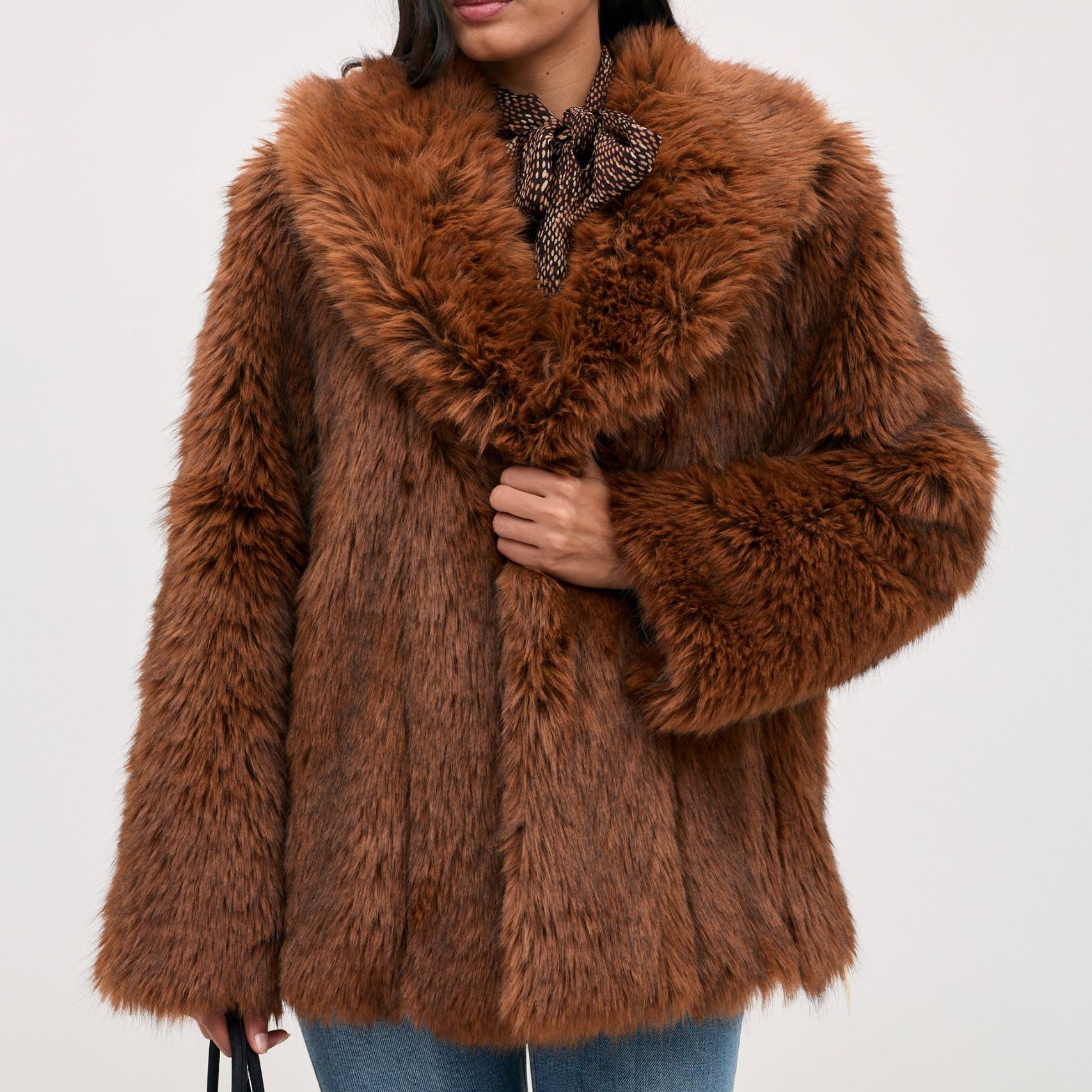 Cybil Faux Fur Coat in Brown