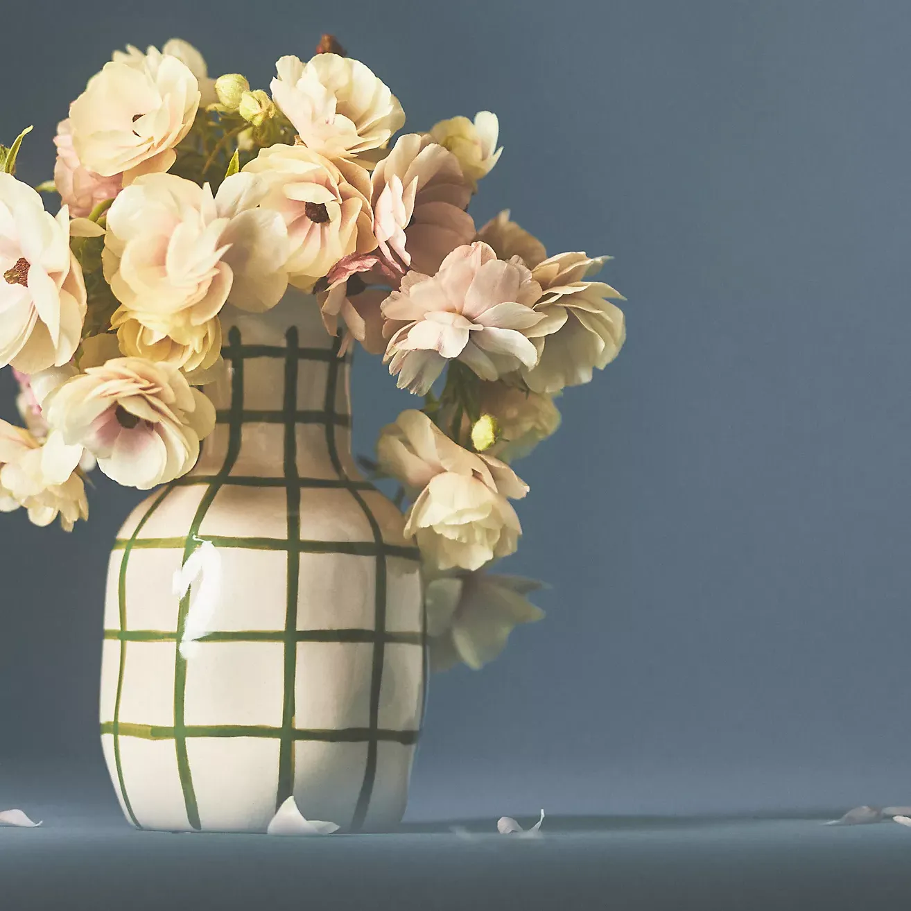 Green Checkered Ceramic Vase