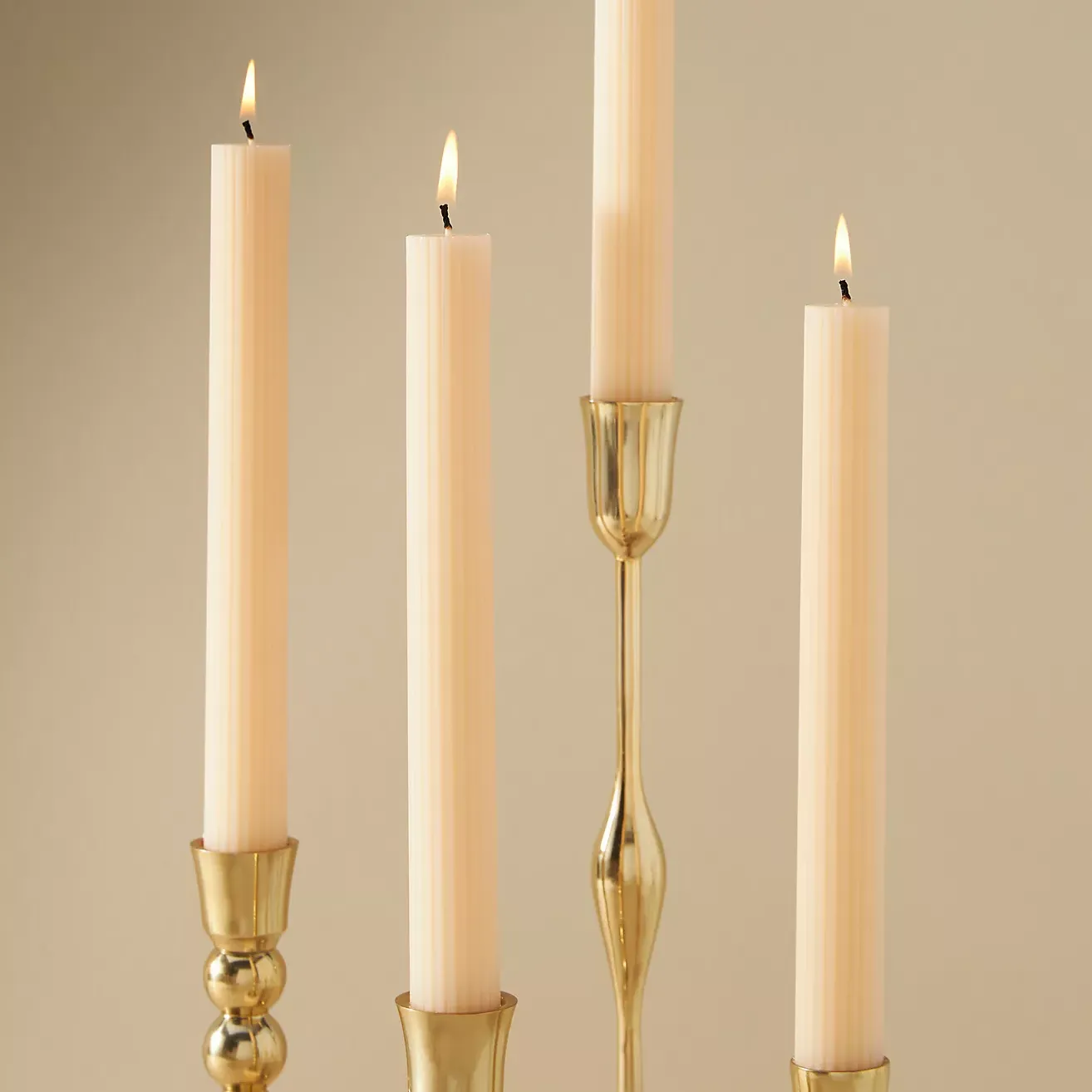 Fluted Taper Candles, Set of 4