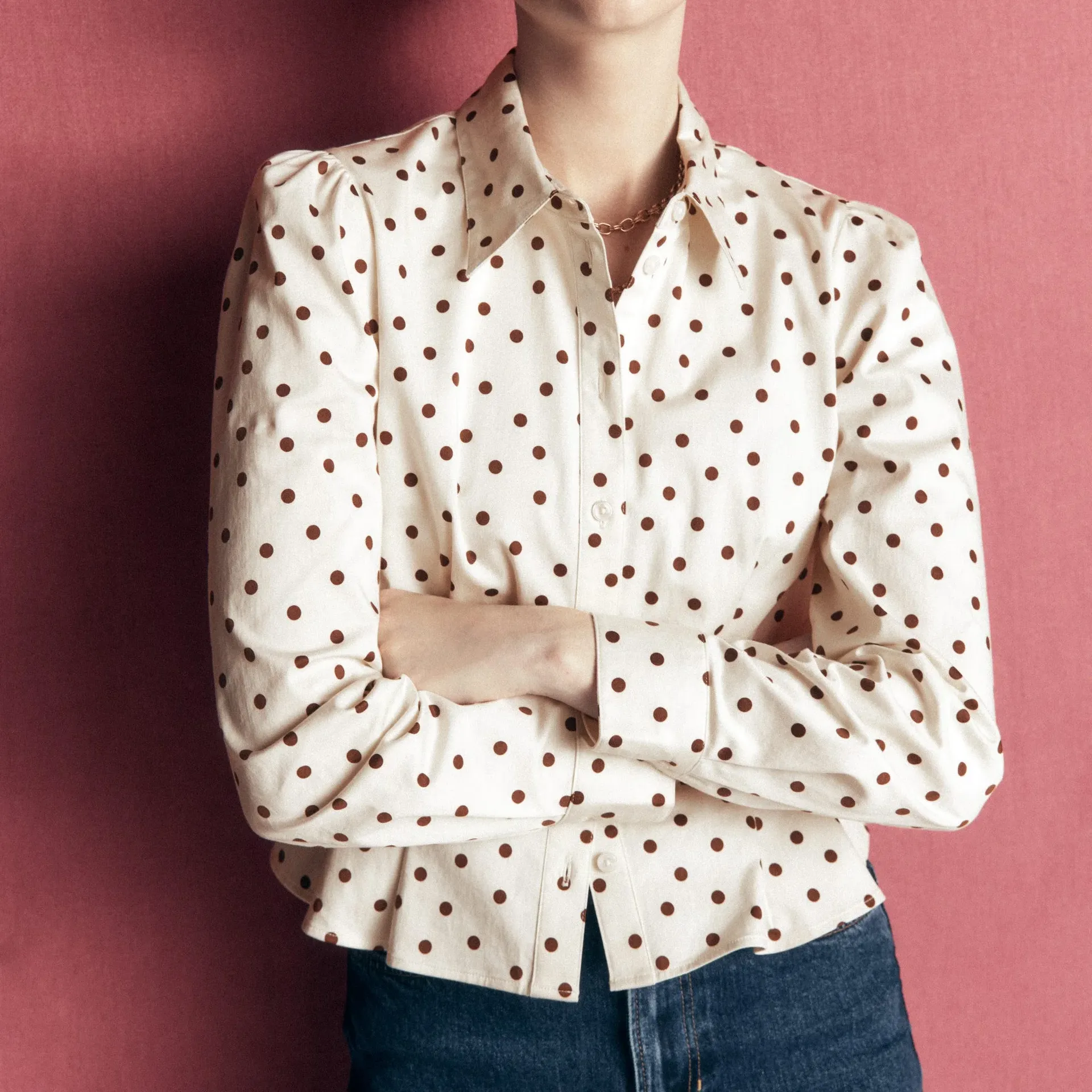 Julia Darted Cotton Shirt-Ivory, Boden Spot