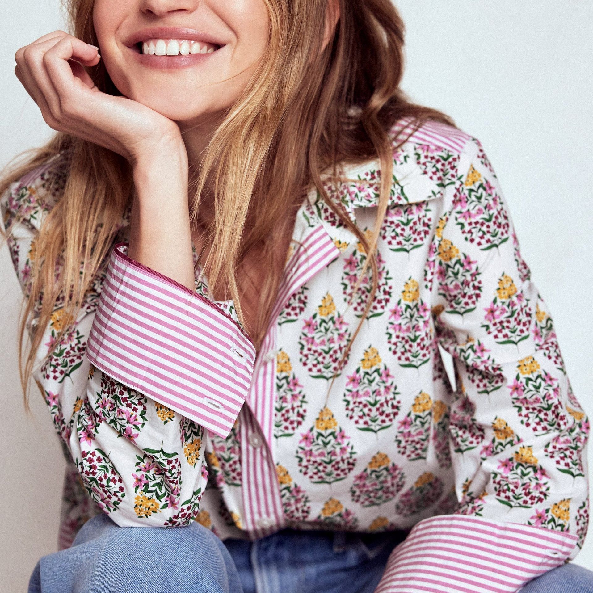 Sienna Cotton Shirt-Multi, Wildflower Bouquet